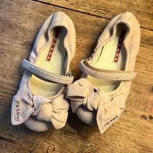 PRADA pink logo slip on ballet slippers size 26/ US 9